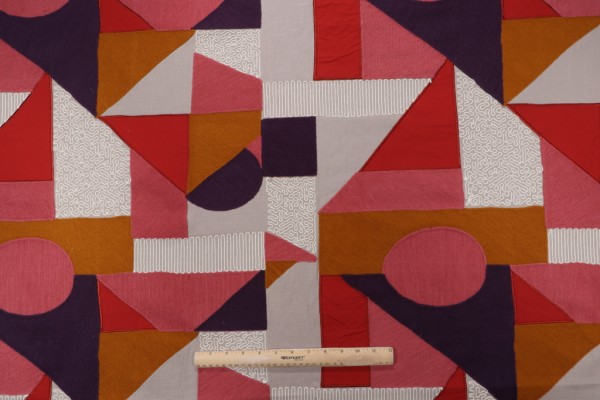 Hamilton Izzy Embroidered Drapery Fabric in Rouge 