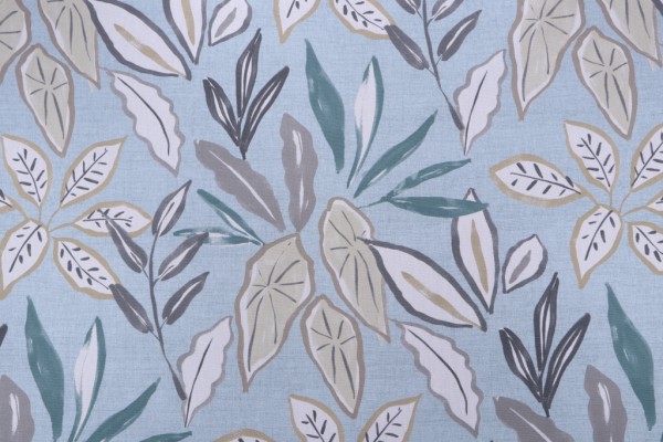 Sample of Magnolia Home Leaves Printed Cotton Drapery Fabric in Lake 