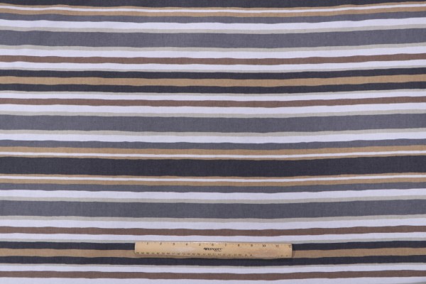 Covington Unique Stripe Printed Cotton Drapery Fabric in Wallstreet