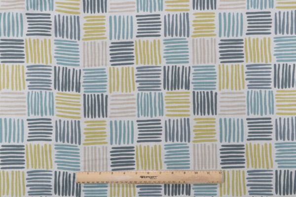 Covington Ernie Printed Cotton Drapery Fabric in Spa