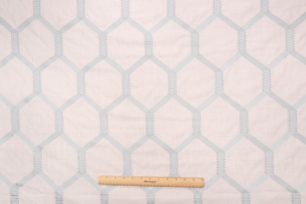 Kaufmann Trapeze Embroidered Drapery Fabric in Sky
