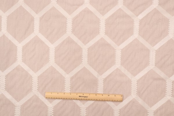 Kaufmann Trapeze Embroidered Drapery Fabric in Oyster
