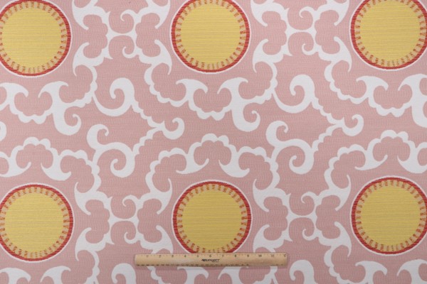Sun Spotted Woven Upholstery Fabric in Coral