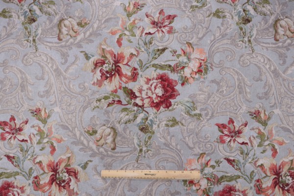 Waverly Fresco Flourish Printed Cotton Drapery Fabric in Jewel
