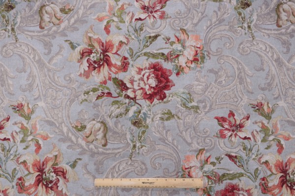 Waverly Fresco Flourish Printed Cotton Drapery Fabric in Jewel