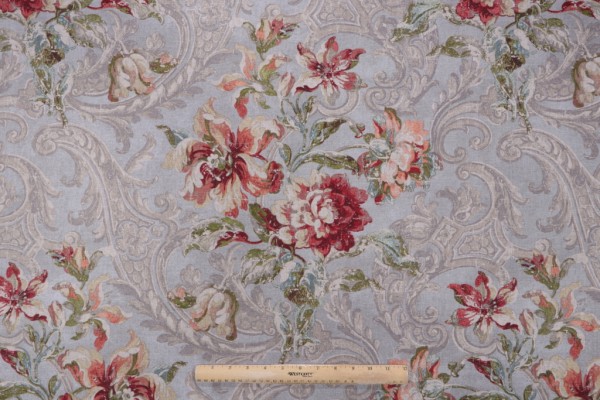 Waverly Fresco Flourish Printed Cotton Drapery Fabric in Jewel