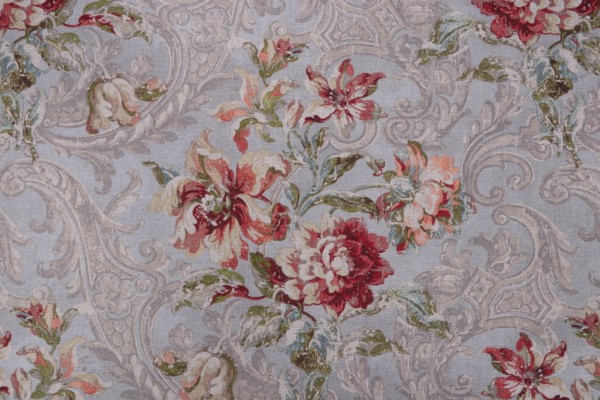 Waverly Fresco Flourish Printed Cotton Drapery Fabric in Jewel