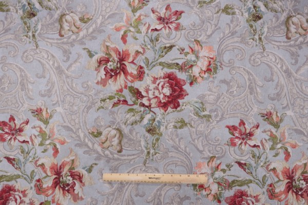 Waverly Fresco Flourish Printed Cotton Drapery Fabric in Jewel