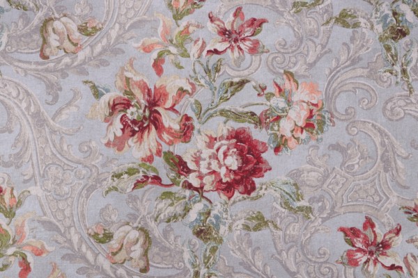 Waverly Fresco Flourish Printed Cotton Drapery Fabric in Jewel