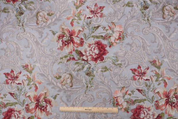 Waverly Fresco Flourish Printed Cotton Drapery Fabric in Jewel