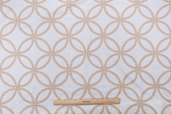 Makena Embroidered Drapery Fabric in Khaki
