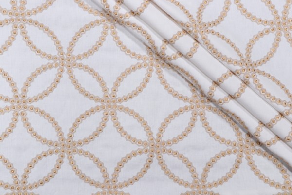 Makena Embroidered Drapery Fabric in Khaki