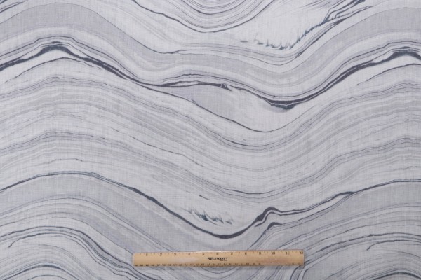 Terah Printed Linen Blend Drapery Fabric in Bluestone 