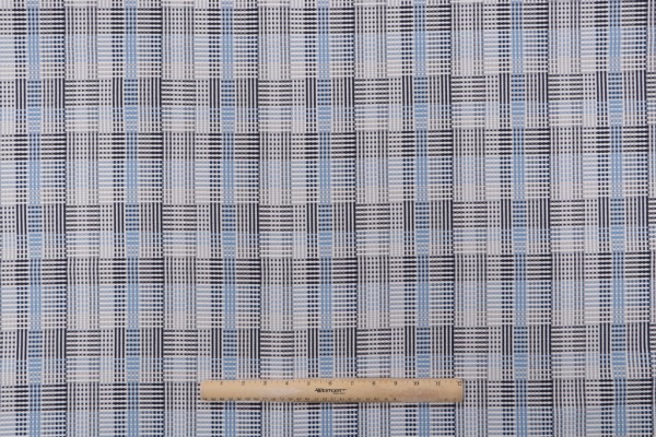 Gridwork Natier Woven Polyester Outdoor Fabric in Blue