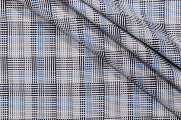 Gridwork Natier Woven Polyester Outdoor Fabric in Blue