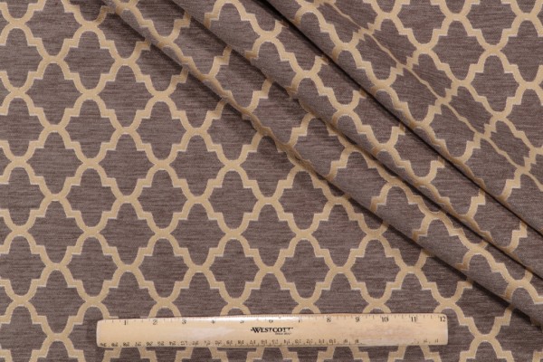 Click for 2 Yards Lucero Woven Chenille Upholstery Fabric in Grey/Gold Lucero Woven Chenille Upholstery Fabric in Grey/Gold