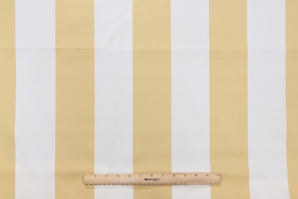 Bella Dura Home Cabana Stripe Woven Polyester Outdoor Fabric in Buttercream