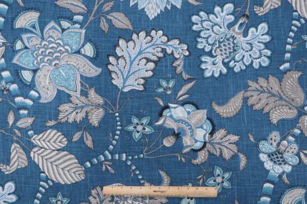 P Kaufmann Bowen Printed Linen Blend Drapery Fabric in Resist 