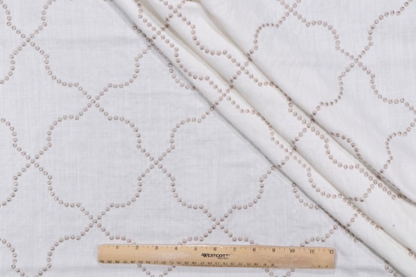McGee Embroidered Drapery Fabric in Beige/White