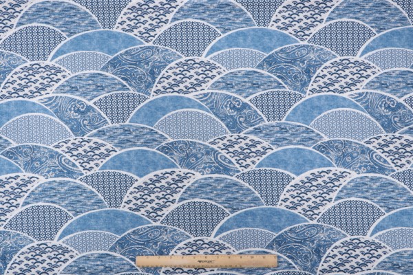 Regal Fabrics Wavelength Printed Polyester Drapery Fabric in Indigo