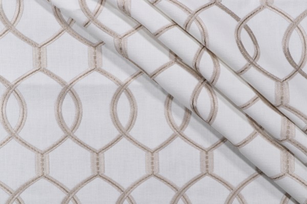 Click for 1.25 Yards Hourglass Embroidered Drapery Fabric in Snow Hourglass Embroidered Drapery Fabric in Snow