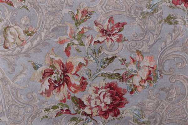 Waverly Fresco Flourish Printed Cotton Drapery Fabric in Jewel