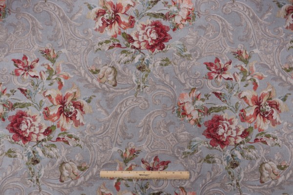 Waverly Fresco Flourish Printed Cotton Drapery Fabric in Jewel