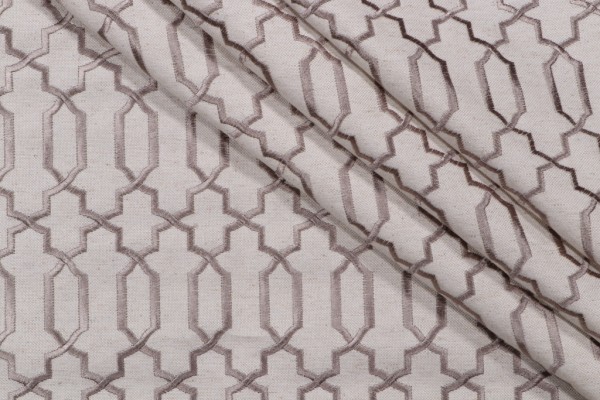 Doherty Embroidered Drapery Fabric in Taupe