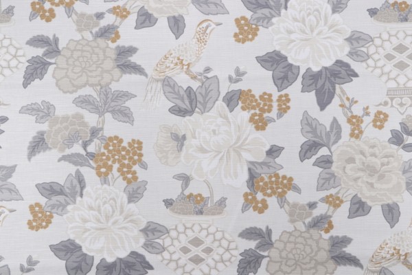Jaclyn Smith Mariela Printed Cotton Drapery Fabric in Ash for Trend