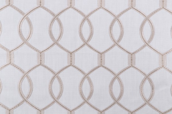 Hourglass Embroidered Drapery Fabric in Snow