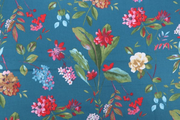 Sample of Stof France Berteline Printed Drapery Fabric in Bleu 