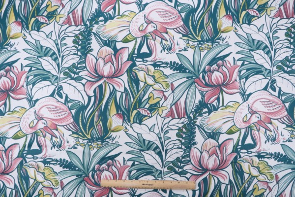Stof France Echassier Printed Drapery Fabric in Emeraude 