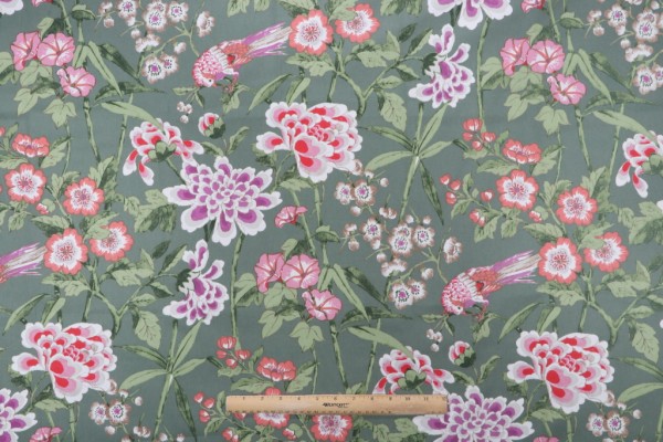 Stof France Morgane Printed Drapery Fabric in Vert 