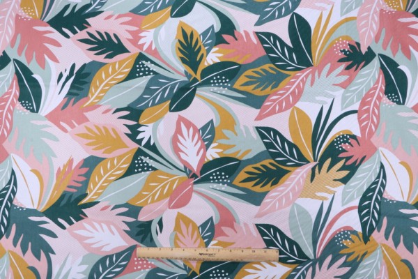 Stof France Shaina Printed Cotton Twill Drapery Fabric in Rose 