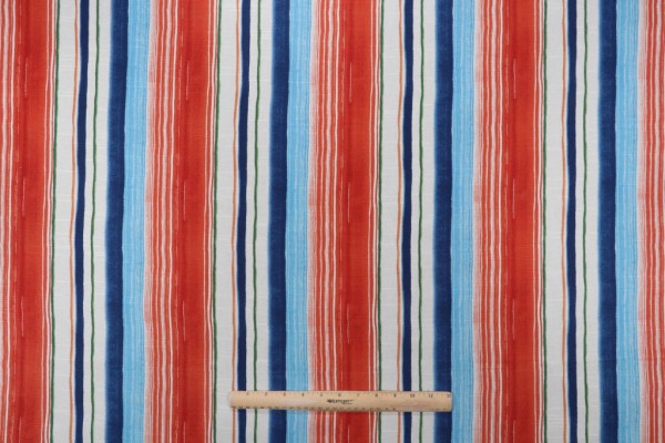 Tommy Bahama Seascape Stripe Printed Cotton Drapery Fabric in Carib 