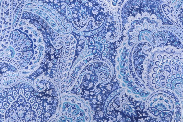PK Lifestyles Sultan's Paisley Printed Cotton Twill Drapery Fabric in Lapis 