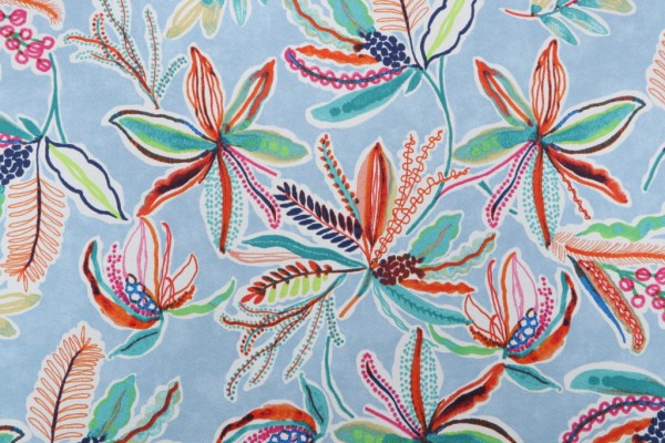 Waverly Sunny Daze Printed Polyester Outdoor Fabric in Sky 