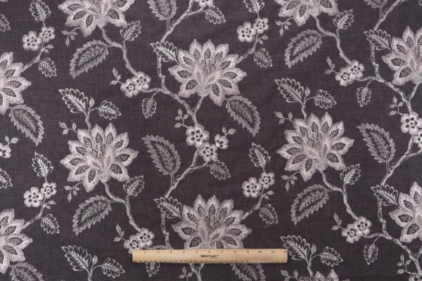 Waverly Perennial Embroidered Drapery Fabric in Porcini 