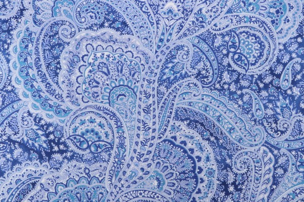 Sample of PK Lifestyles Sultan's Paisley Printed Cotton Twill Drapery Fabric in Lapis 