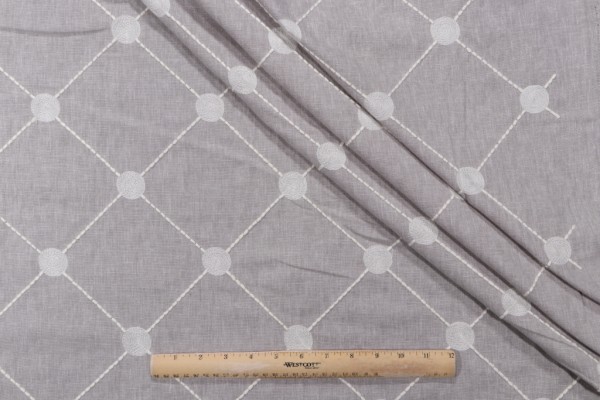 Kelly Ripa Home Fanfare Embroidered Drapery Fabric in Cloud 