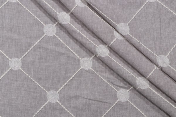 Kelly Ripa Home Fanfare Embroidered Drapery Fabric in Cloud 