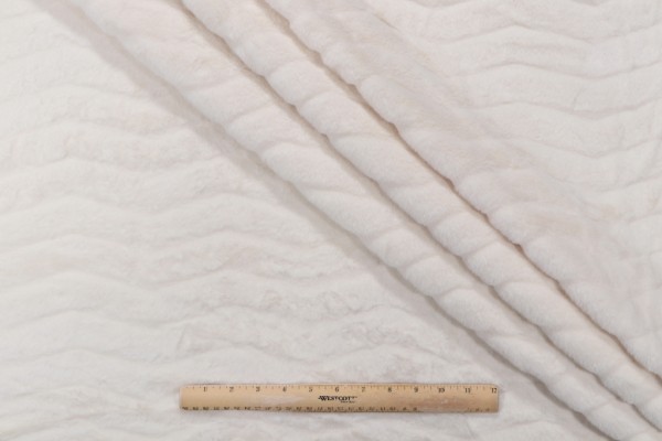 PK Lifestyles Lush Chevron Faux-Fur Decorator Fabric in Arctic 