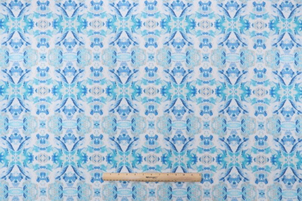 Sample of PK Lifestyles Sea Vision Printed Polyester Outdoor Fabric in Azure 