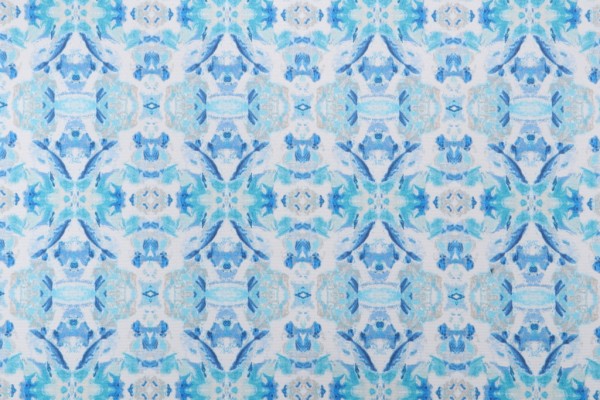 Sample of PK Lifestyles Sea Vision Printed Polyester Outdoor Fabric in Azure 