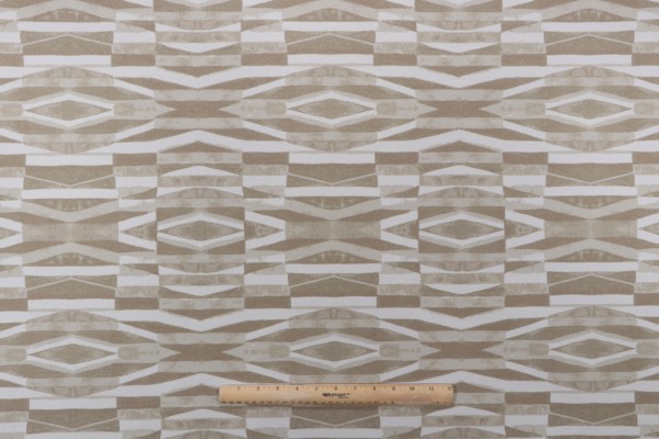 Tommy Bahama Nevis Waves Printed Polyester Outdoor Fabric in Sand 