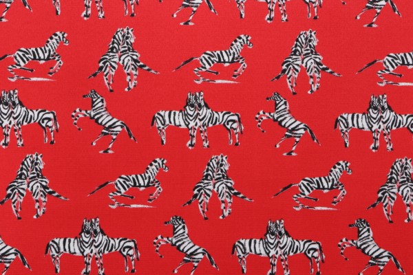 Novogratz Dr Zebra Printed Polyester Outdoor Fabric in Red 