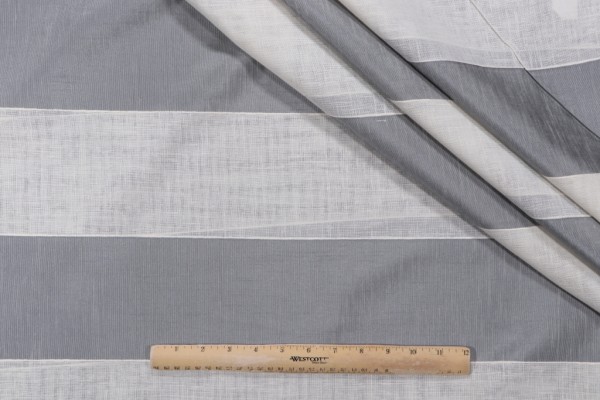 Stripe Woven Drapery Fabric in Grey
