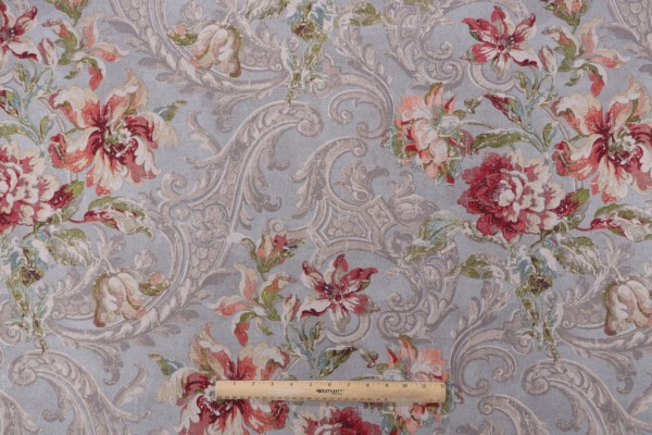 Waverly Fresco Flourish Printed Cotton Drapery Fabric in Jewel