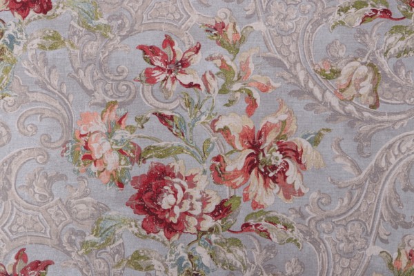 Waverly Fresco Flourish Printed Cotton Drapery Fabric in Jewel