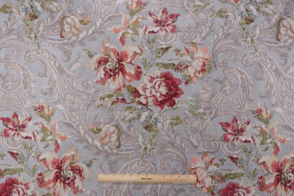 Waverly Fresco Flourish Printed Cotton Drapery Fabric in Jewel